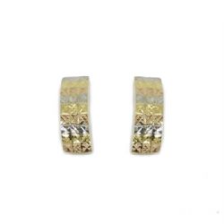 Brinco Retangular Facetado Tricolor em Ouro 18 Kilates � 25239